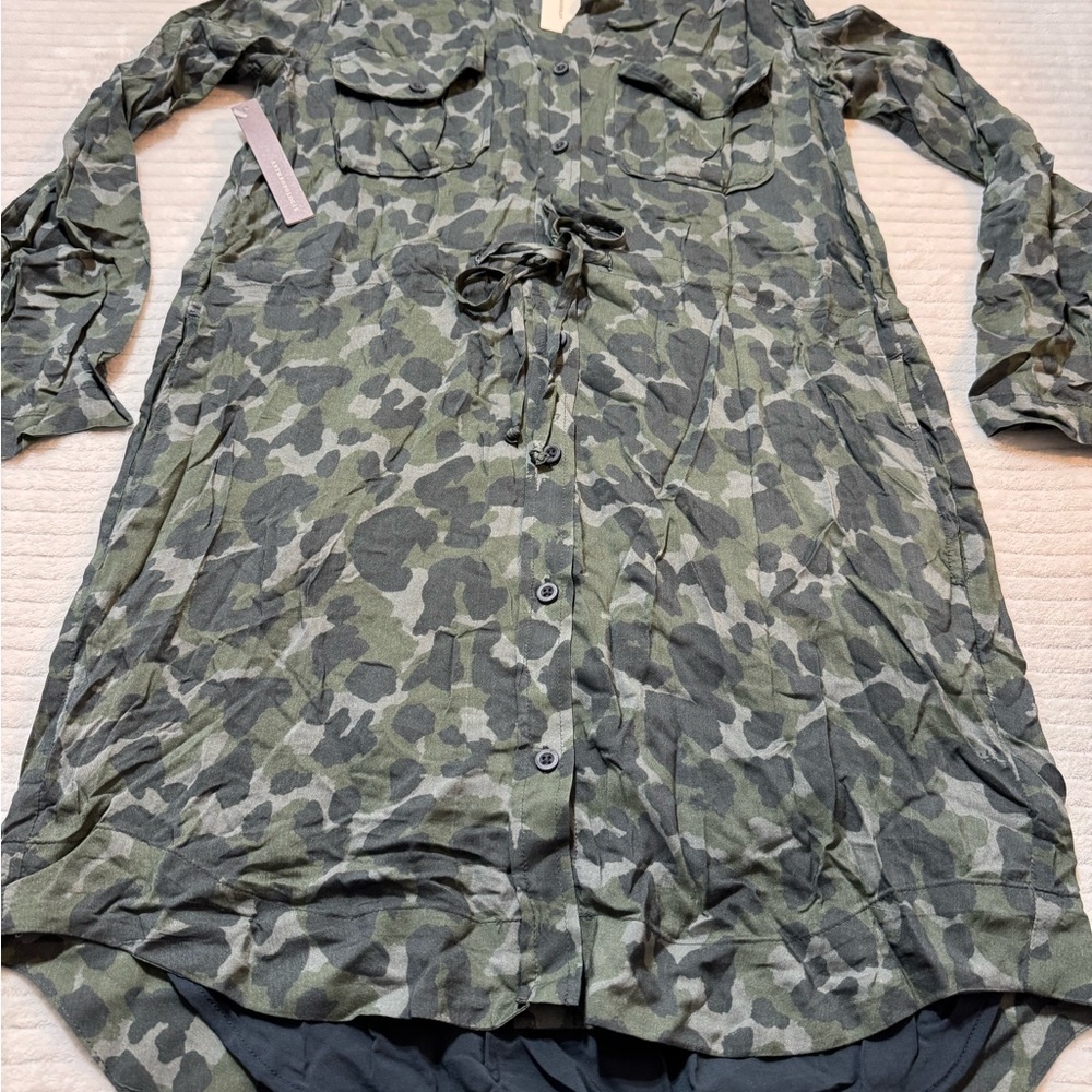 Anthropologie Cloth & Stone Green Camouflage Dress - Picture 2 of 9